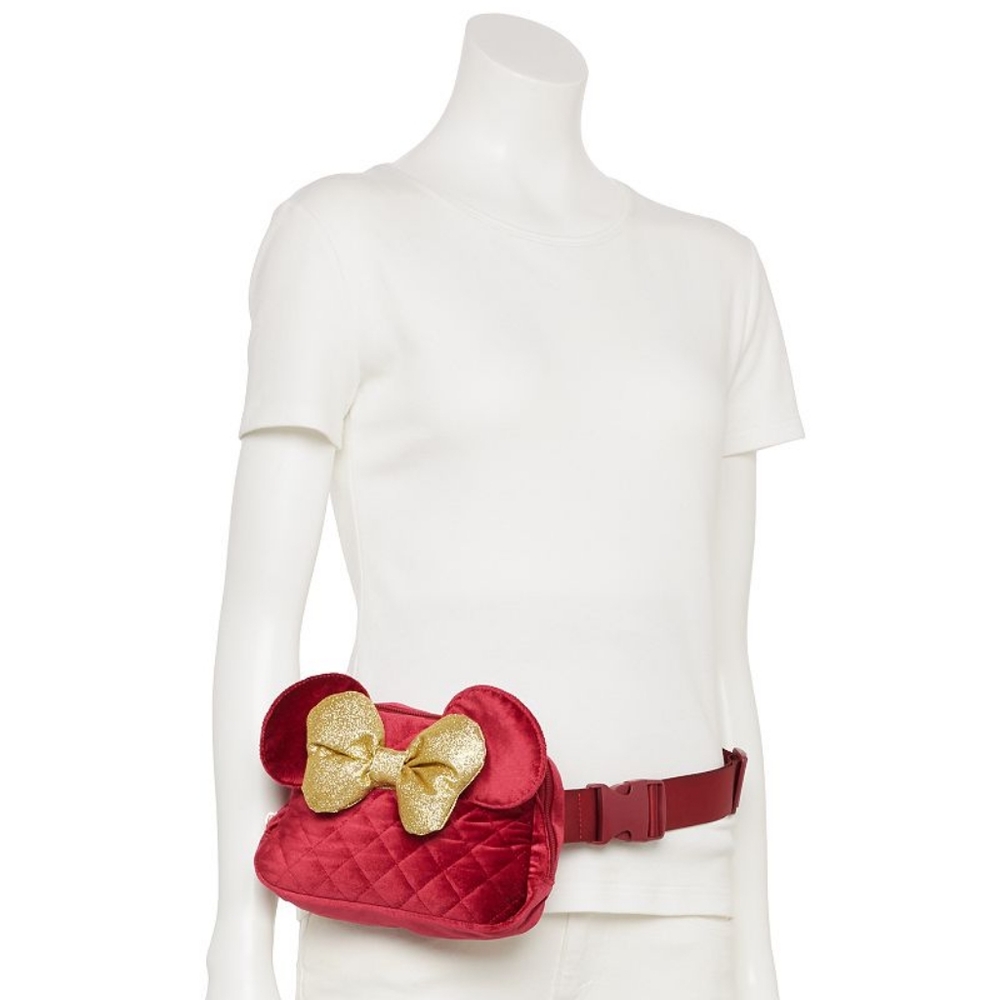 New Minnie Mouse Quilted Velvet Bow Disney Fanny Pack Belt Bag Disneyland World - Picture 4 of 4